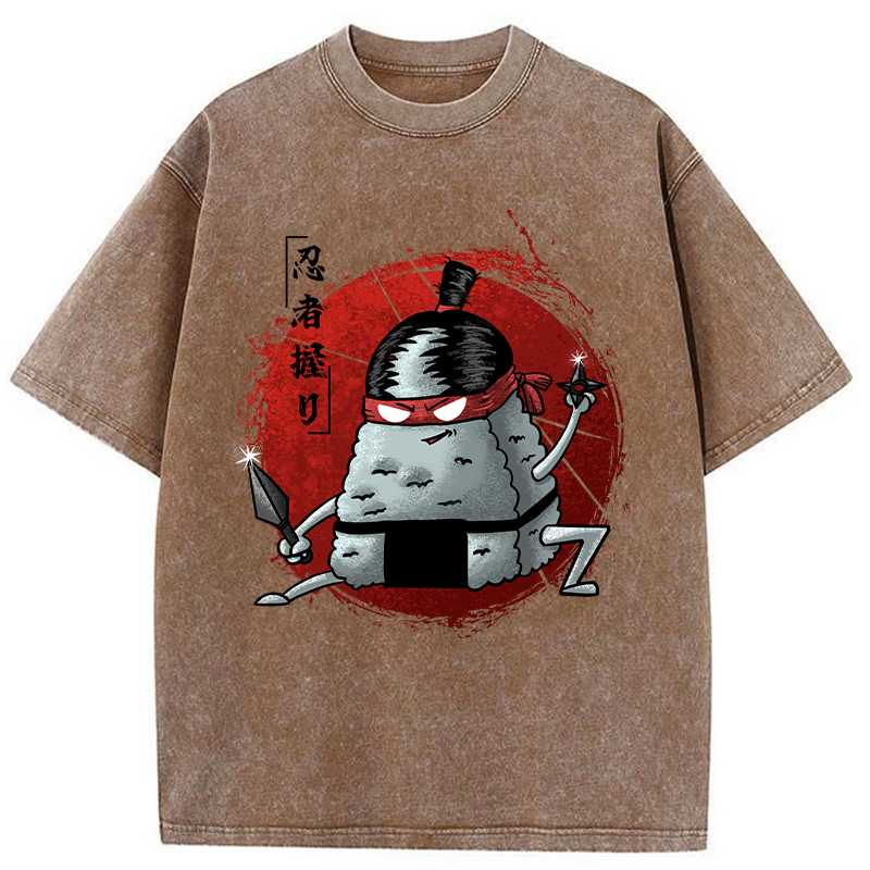 Tokyo-Tiger Rice Ball Ninja Washed T-Shirt
