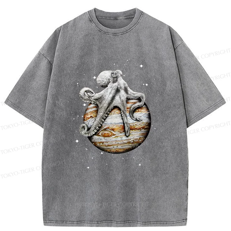 Tokyo-Tiger Octopus And The Planet Washed T-Shirt