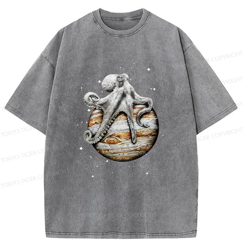 Tokyo-Tiger Octopus And The Planet Washed T-Shirt