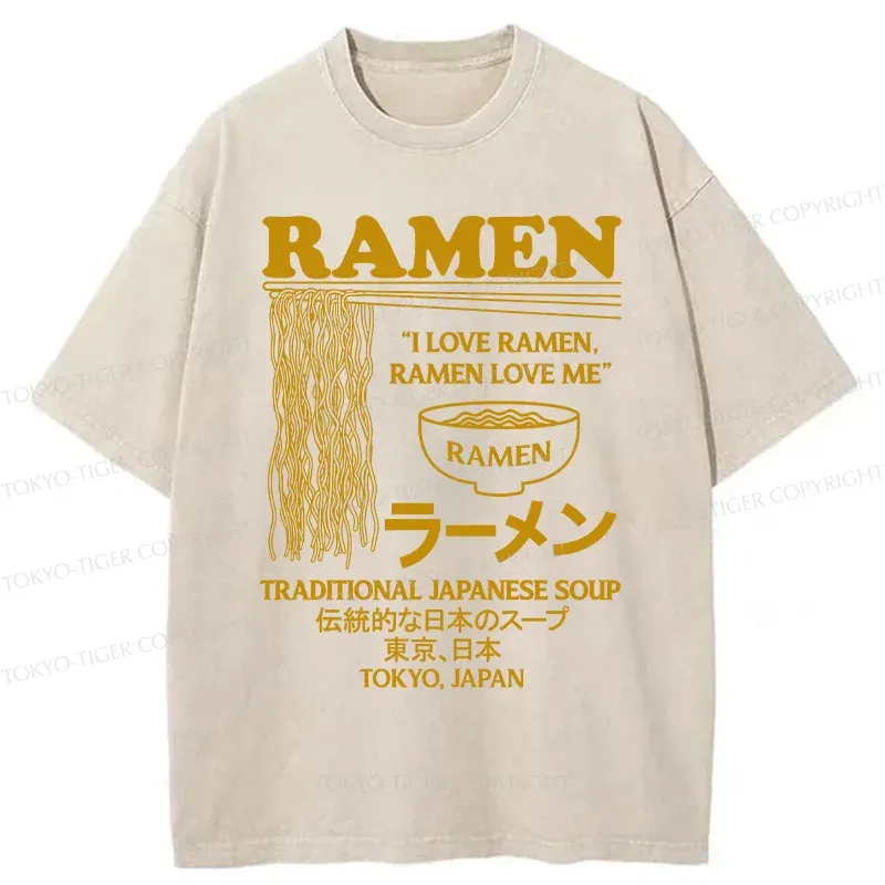 Tokyo-Tiger Retro Ramen Japan Washed T-Shirt