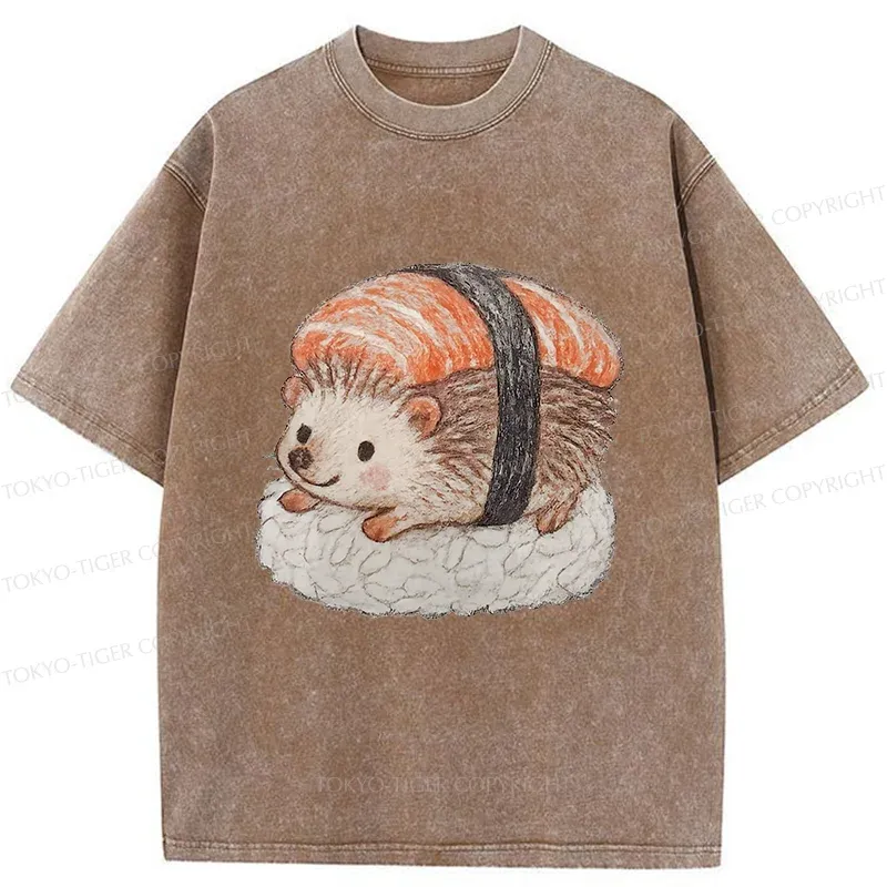 Tokyo-Tiger Hedgehog Sushi Washed T-Shirt