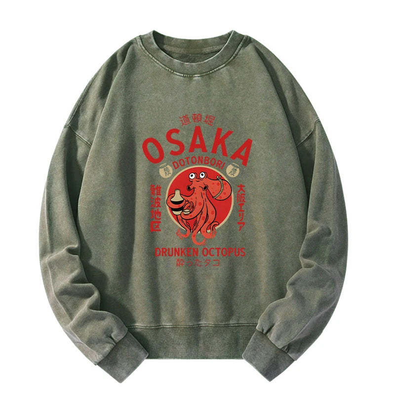 Tokyo-Tiger Drunken Octopus Japan Washed Sweatshirt
