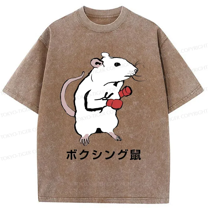 Tokyo-Tiger Boxing Mouse Washed T-Shirt