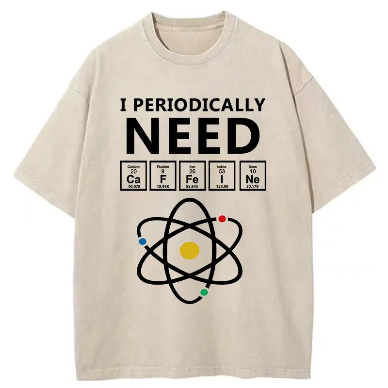 Tokyo-Tiger Periodically Need Caffeine Washed T-Shirt