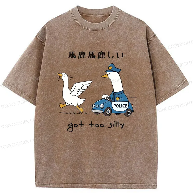 Tokyo-Tiger Stupid Geese Chasing Washed T-Shirt