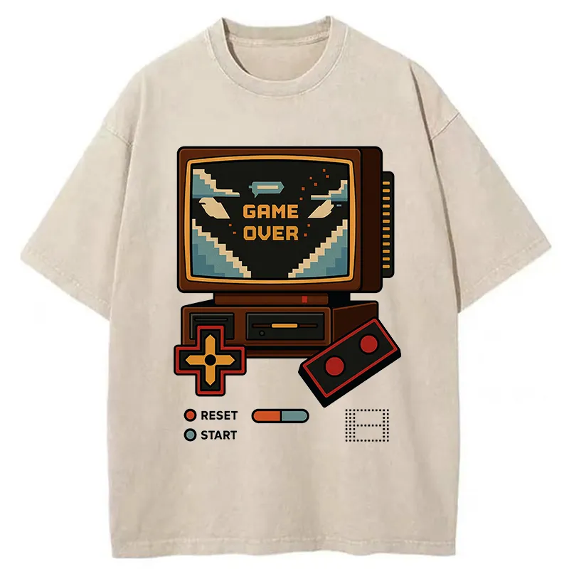 Tokyo-Tiger Retro Game Over Washed T-Shirt