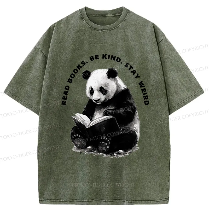 Tokyo-Tiger Read Books Be Kind Stay Weird Washed T-Shirt