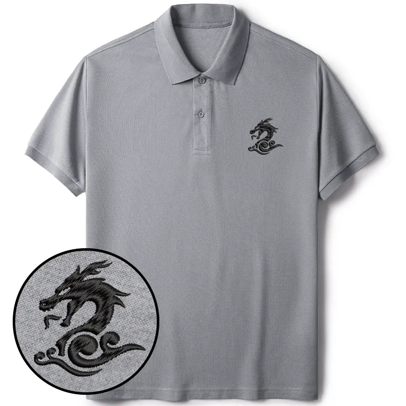 Tokyo-Tiger Dragon Totem Japanese Embroidered Polo T-Shirt