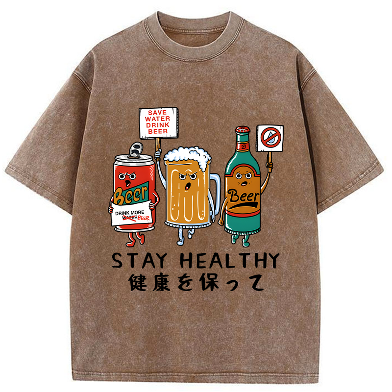 Tokyo-Tiger Stay Healthy Washed T-Shirt