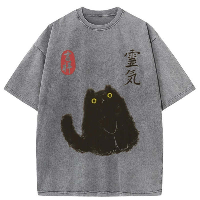 Tokyo-Tiger Black Civet Cat Washed T-Shirt
