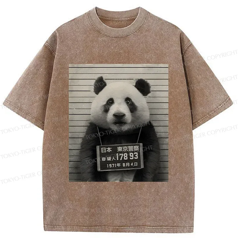 Tokyo-Tiger Arrested Panda Washed T-Shirt