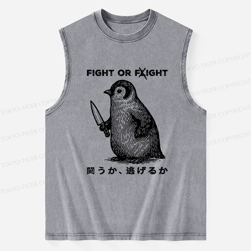 Tokyo-Tiger Funny Fight Or Flight Washed Tank