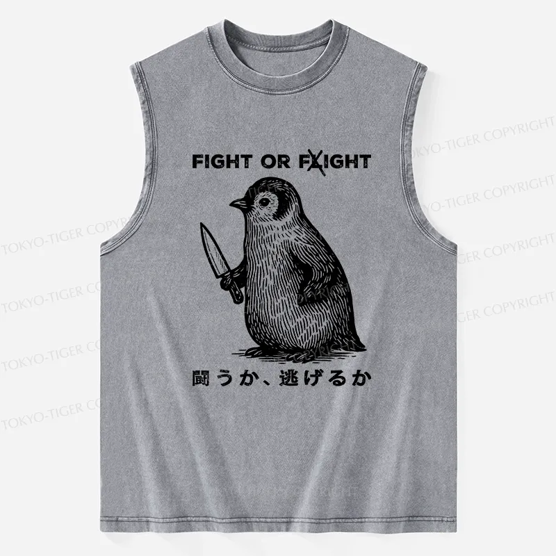 Tokyo-Tiger Funny Fight Or Flight Washed Tank