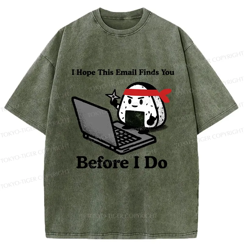 Tokyo-Tiger Ninja Rice Ball Funny Washed T-Shirt