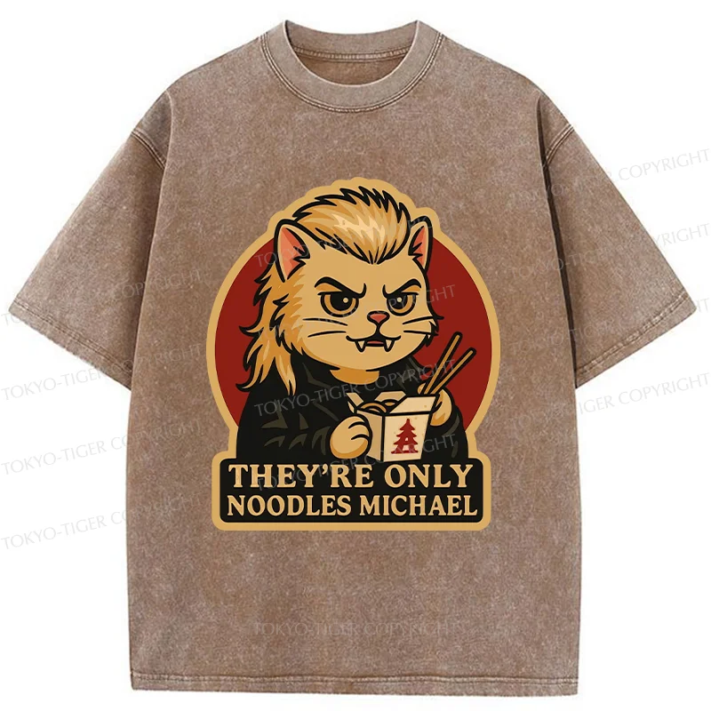 Tokyo-Tiger Vampire Eating Ramen Washed T-Shirt