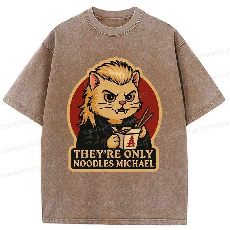 Tokyo-Tiger Vampire Eating Ramen Washed T-Shirt