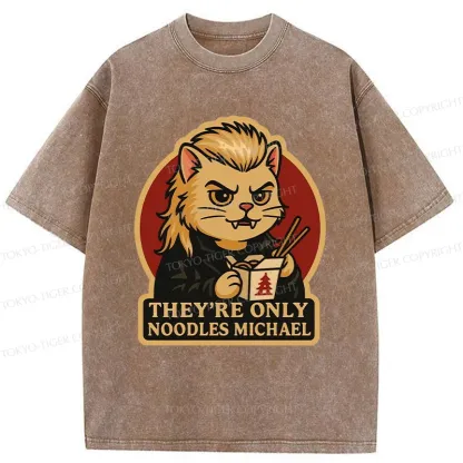 Tokyo-Tiger Vampire Eating Ramen Washed T-Shirt