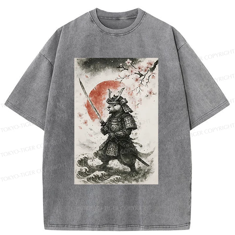 Tokyo-Tiger Otter Samurai Washed T-Shirt