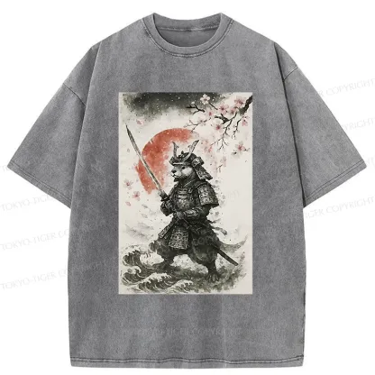 Tokyo-Tiger Otter Samurai Washed T-Shirt