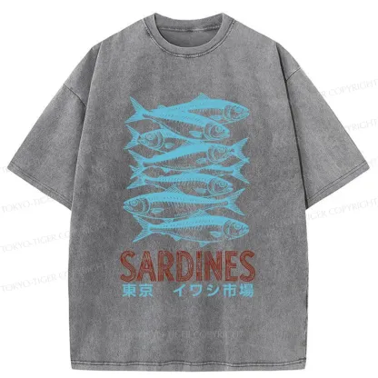 Tokyo-Tiger Vintage Sardines Market Washed T-Shirt