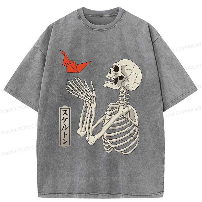 Tokyo-Tiger Flying Paper Cranes Washed T-Shirt