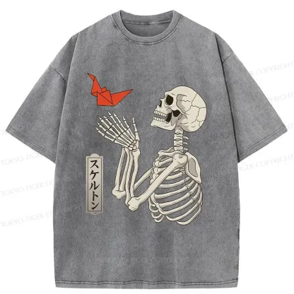 Tokyo-Tiger Flying Paper Cranes Washed T-Shirt