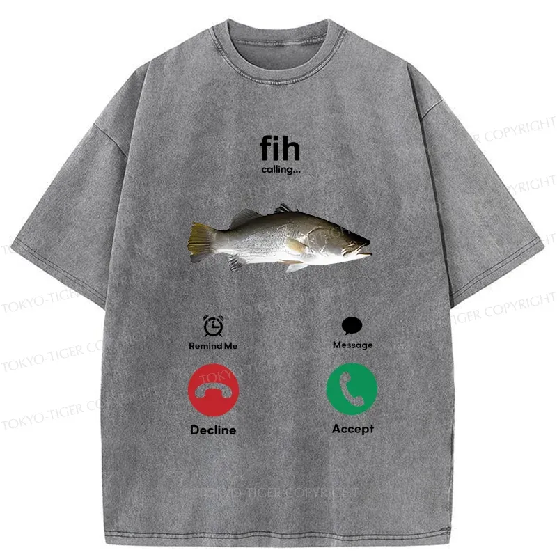 Tokyo-Tiger Fih Calling Washed T-Shirt