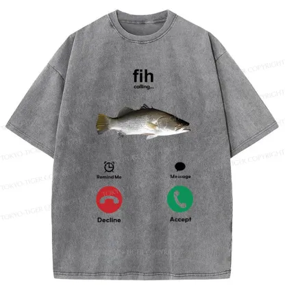 Tokyo-Tiger Fih Calling Washed T-Shirt