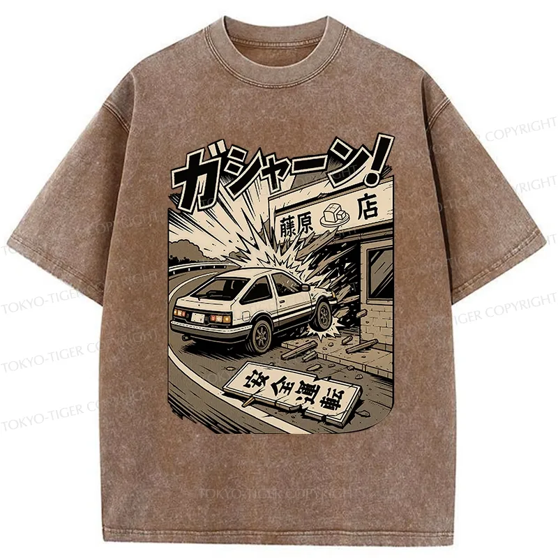 Tokyo-Tiger The Car That Collided Washed T-Shirt
