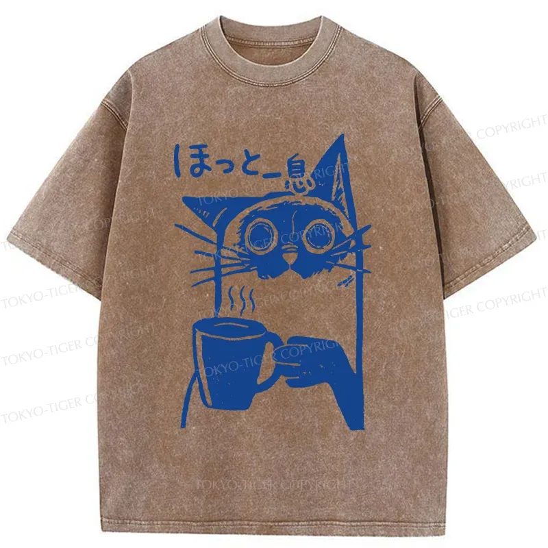 Tokyo-Tiger Resting Cat Washed T-Shirt