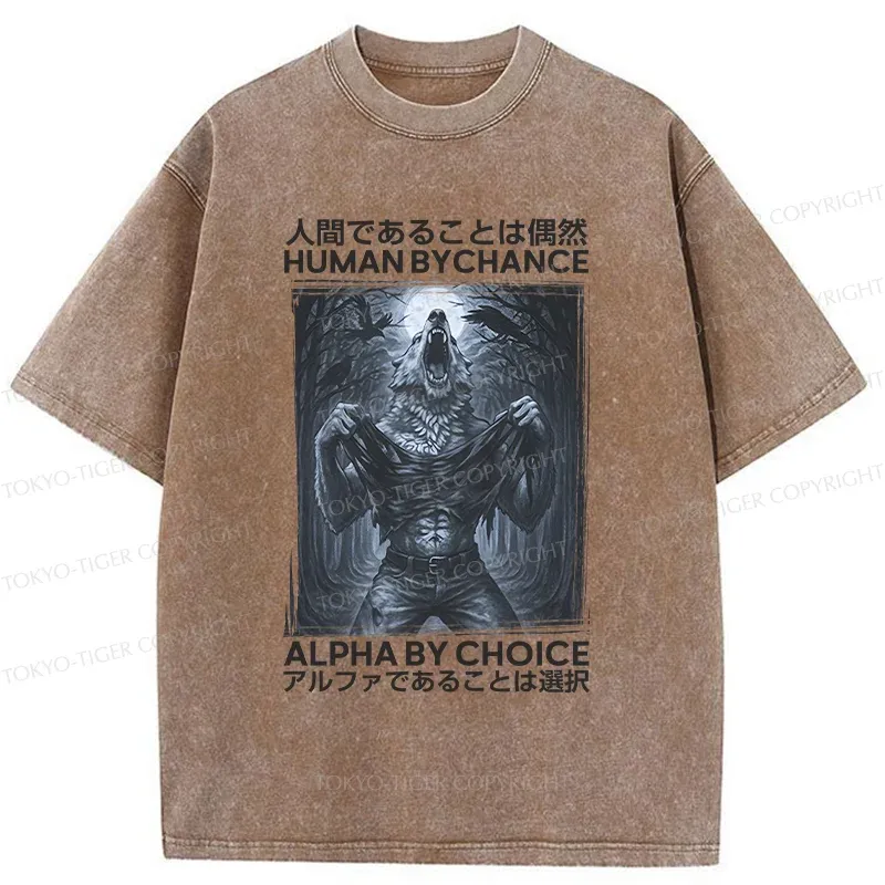 Tokyo-Tiger Howling Wolf Washed T-Shirt