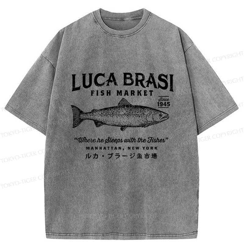 Tokyo-Tiger Funny Fish Market Washed T-Shirt