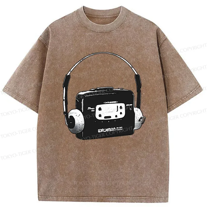 Tokyo-Tiger Retro Walkman Washed T-Shirt