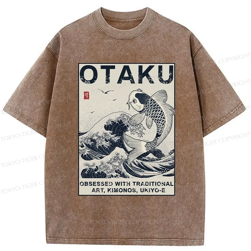 Tokyo-Tiger Otaku Traditional Ukiyo-E Washed T-Shirt