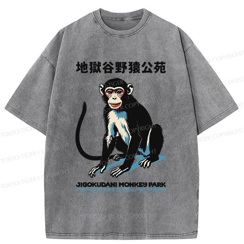 Tokyo-Tiger Japan Monkey Park Washed T-Shirt