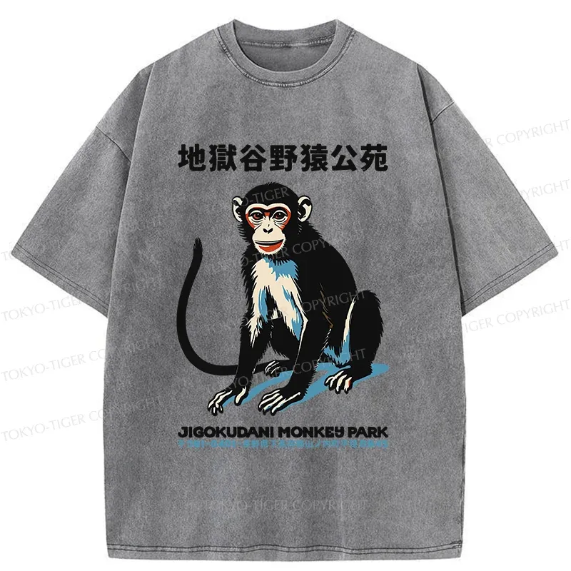 Tokyo-Tiger Japan Monkey Park Washed T-Shirt