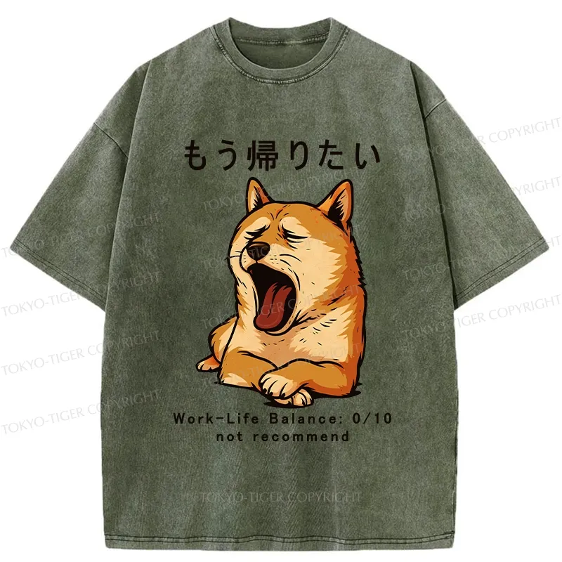 Tokyo-Tiger I Want To Go Home Now Washed T-Shirt