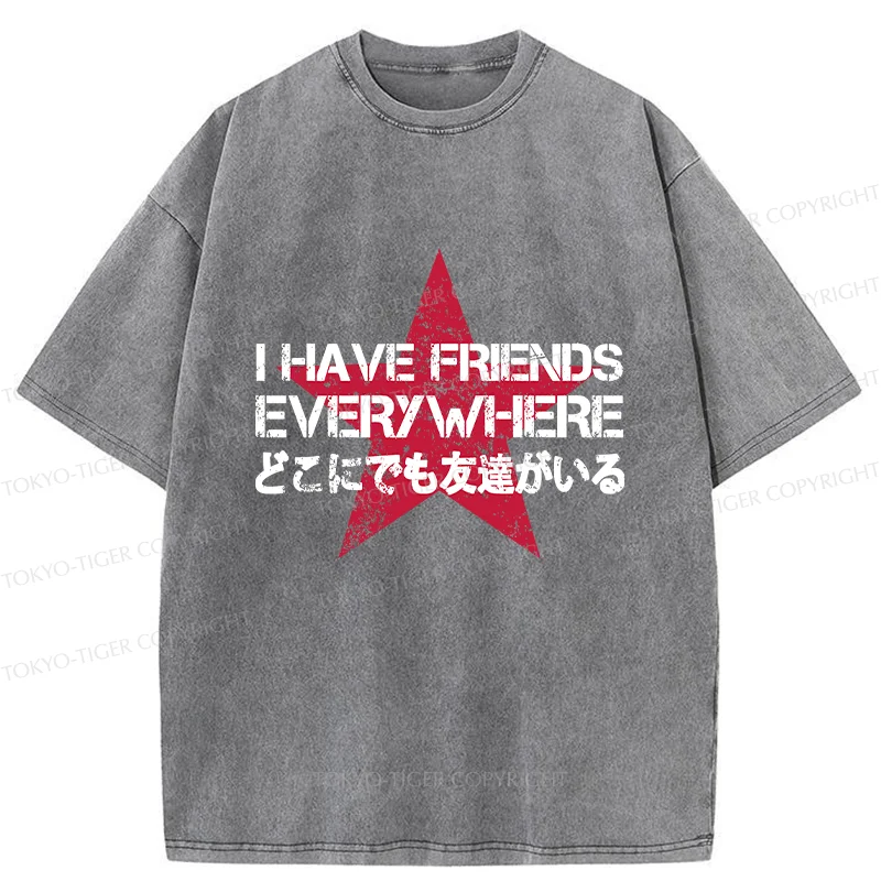 Tokyo-Tiger There Are Friends Everywhere Washed T-Shirt