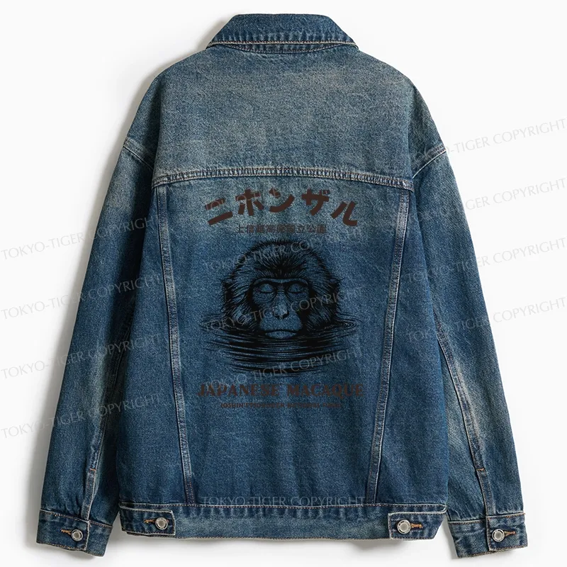Tokyo-Tiger The Macaque Monkey In The Bath Japanese Jean Jacket