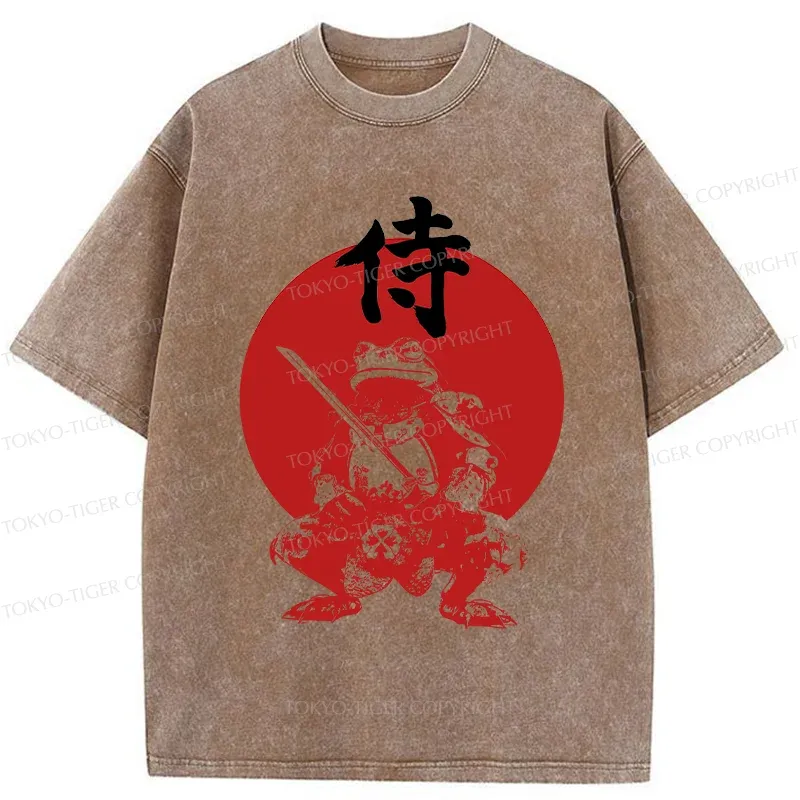 Tokyo-Tiger Mighty Samurai Frog Washed T-Shirt