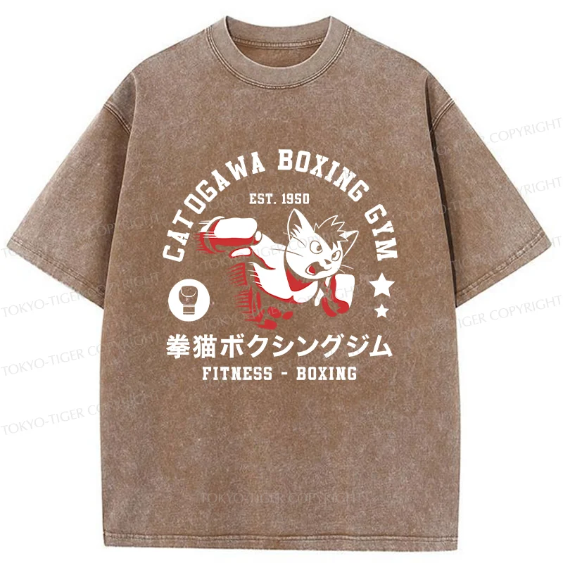 Tokyo-Tiger Boxing Cat Washed T-Shirt