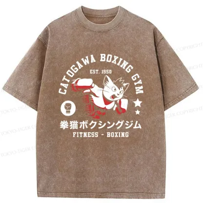 Tokyo-Tiger Boxing Cat Washed T-Shirt