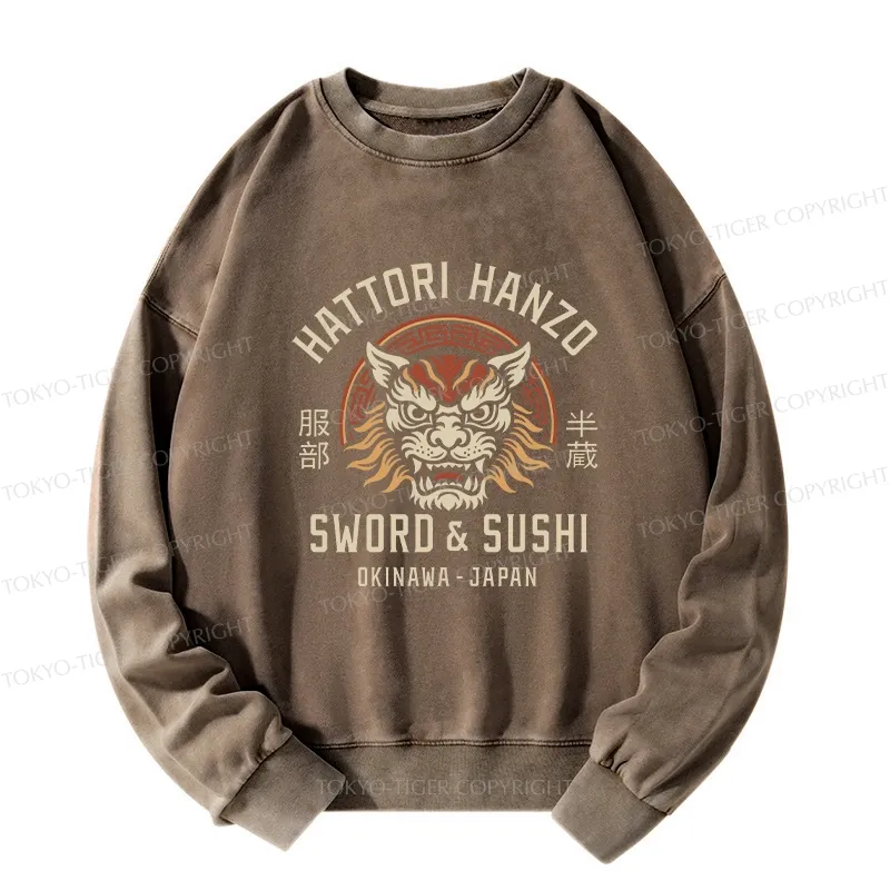 Tokyo-Tiger Hattori Lion Japanese Samurai Washed Sweatshirt