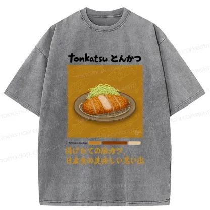 Tokyo-Tiger Delicious Fried Pork Cutlet Washed T-Shirt