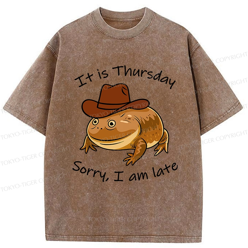 Tokyo-Tiger Funny Late Frog Washed T-Shirt