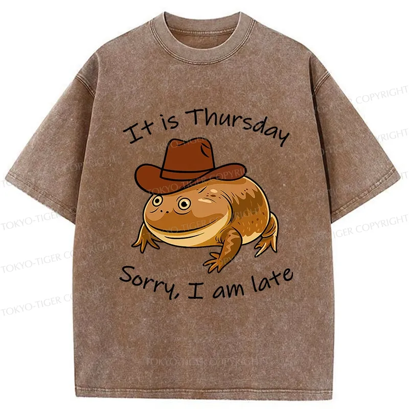 Tokyo-Tiger Funny Late Frog Washed T-Shirt