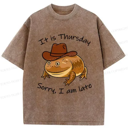 Tokyo-Tiger Funny Late Frog Washed T-Shirt