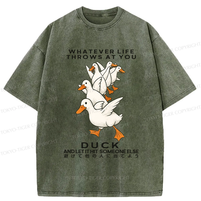 Tokyo-Tiger Funny Whatever Life Throws At You Washed T-Shirt