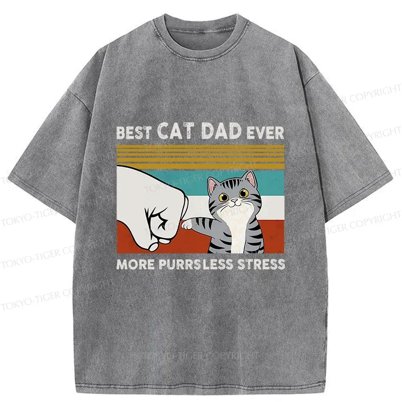 Tokyo-Tiger Funny Cat Dad Washed T-Shirt