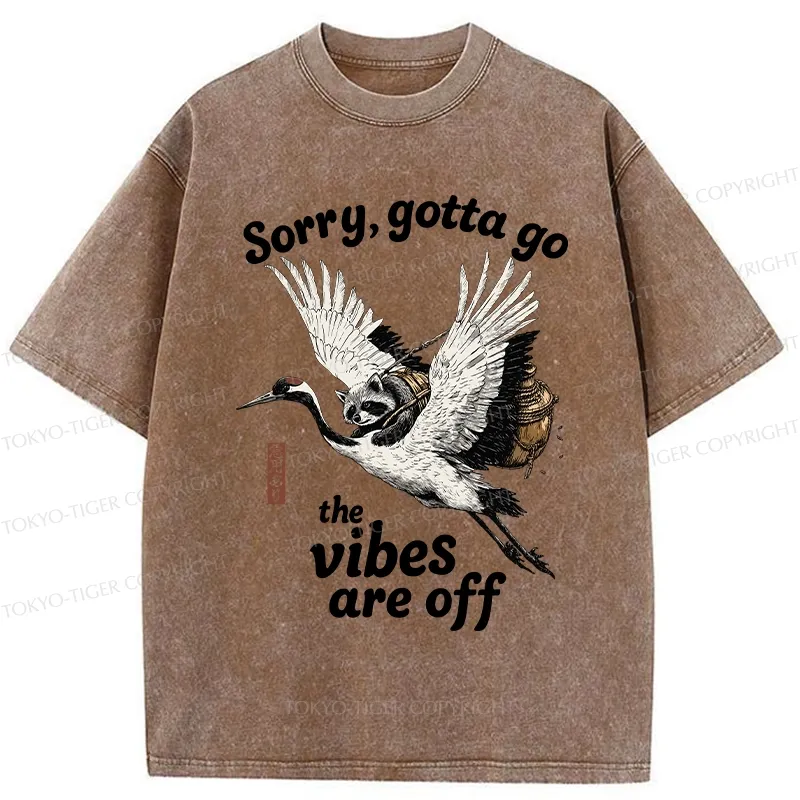 Tokyo-Tiger Raccoon Lying On The Red-Crowned Crane Washed T-Shirt